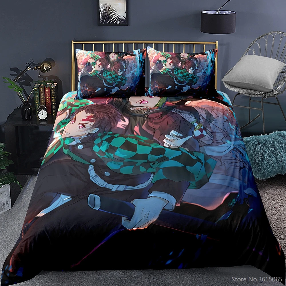 

Demon Slayer 3d Bedding Set Hot Anime Printed Duvet Cover Pillowcase Twin Queen King Size for Bedroom Decor Home Textile