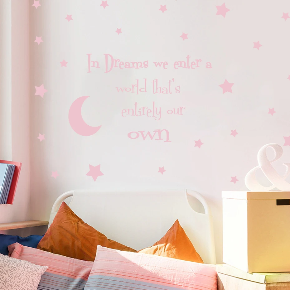 

Baby Room Wall Decals Sweet Dreams Sleep Moon Stars Vinyl Nursery Watercolor Wall Stickers for Kids Room Nursery Wall Decals