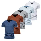 AIOPESON 5 шт. футболка с v-образным воротом, мужские повседневные однотонные Цвет высокого качества, хлопковая футболка для мужчин, новинка моды летнего сезона, уличная футболки для мужчин