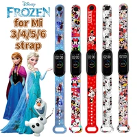 disney frozen elsa strap anime figure mickey minnie is suitable for xiaomi 3456nfc mi band printing wristband birthday gifts