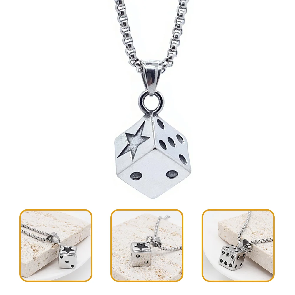 

Necklace Men Dicependant Neck Necklaces Casino Chain Jewelry Punk Metal Personalized Decoration Favors Clavicle Womens