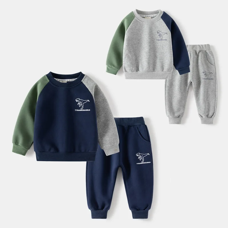 

Children's Sweatshirts and Pants Sets 23 New Kids Winter Sweatshirt Children Cotton Quality Tops Cartton Flower Dinosaur Pattern