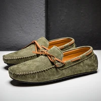 new brand casual men genuine leather shoes summer breathable green mens loafers luxury designer leather shoes sapato masculino