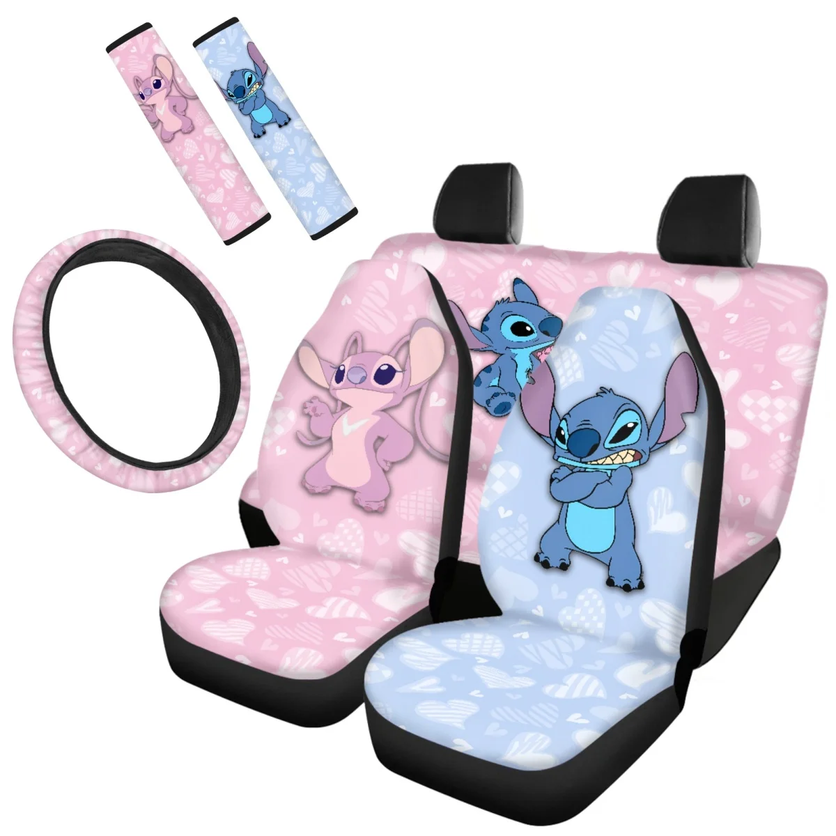 

Cartoon Anime Print Car Seat Cover High Quality Car Steering Wheel for Women Girls Seat Belt Covers Universal Auto Accessories