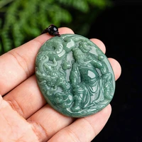 burmese jade guan yu pendant green talismans emerald real chinese charm jadeite necklace natural jewelry amulet fashion