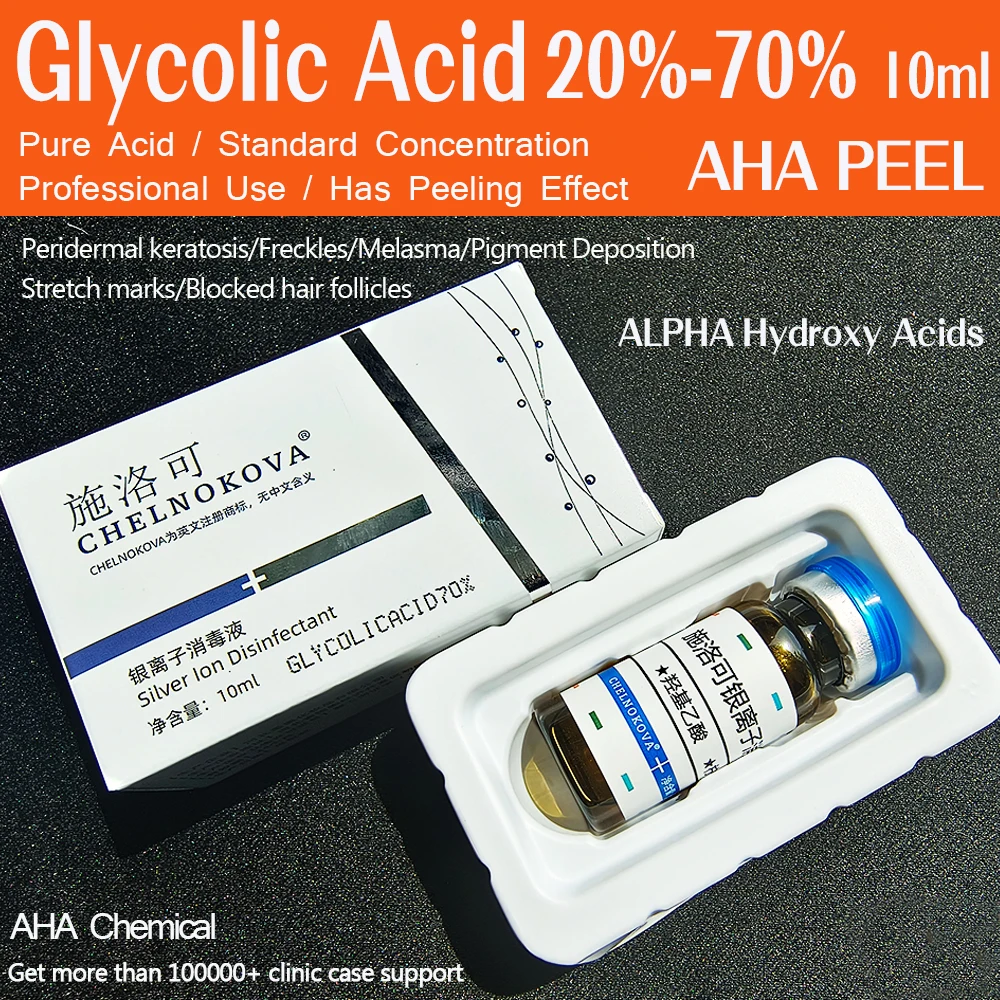 

Glycolic Acid 20% 30% 35% 50% 70%10ml peel AHA CHELNOKOVA lactic acid and citric acid add chemical Peeling Exfoliator