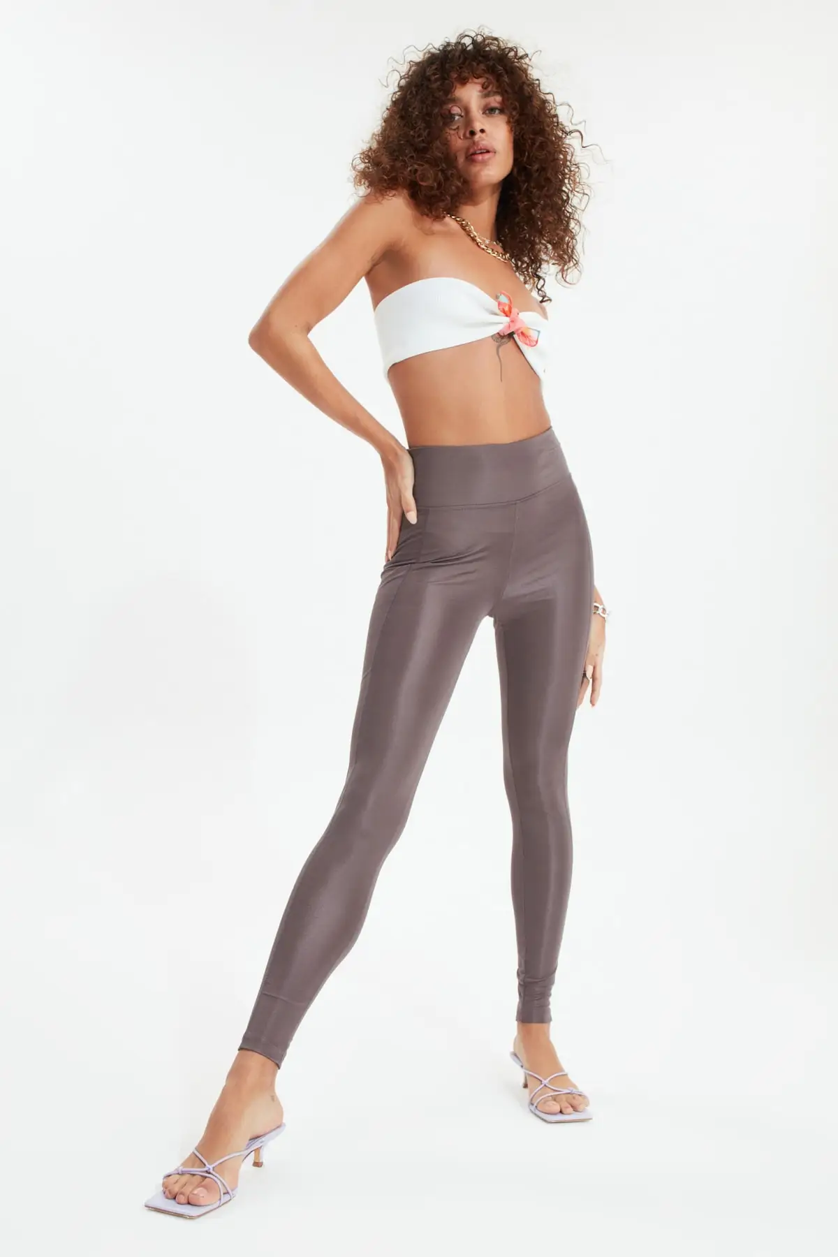 Спортивные Леггинсы на молнии и с карманами высокой талией TWOAW20TA0034|Колготки| |