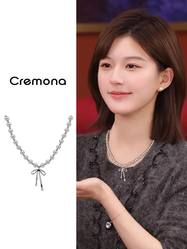 Ожерелье с подвеской в виде серебряного банта женское корейское ожерелье легкая