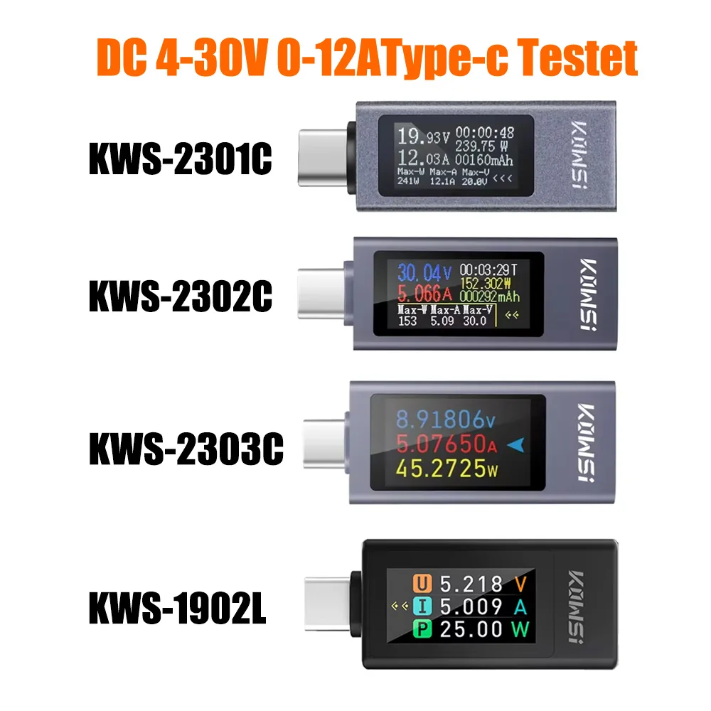 Фото KWS-1902L 2301-3C Тестер 4-30 В 0-8 А Монитор напряжения тока Быстрая зарядка Амперметр напряжения Измеритель мощности с накопителем отключения питания №1