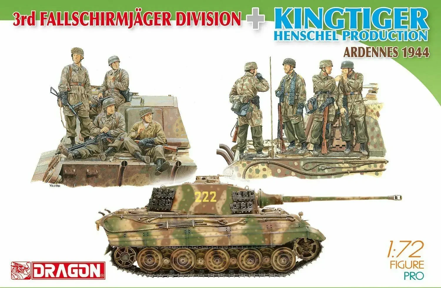 DRAGON 7400 масштаб 1:72 3-й комплект Fallschirmjager Division + Kingtiger Henschel Production Model Kit