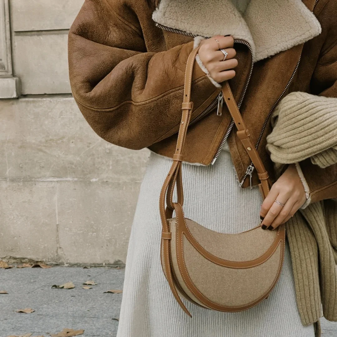 Вязаная многослойная сумка через плечо из воловьей кожи 20220 нишевый дизайн