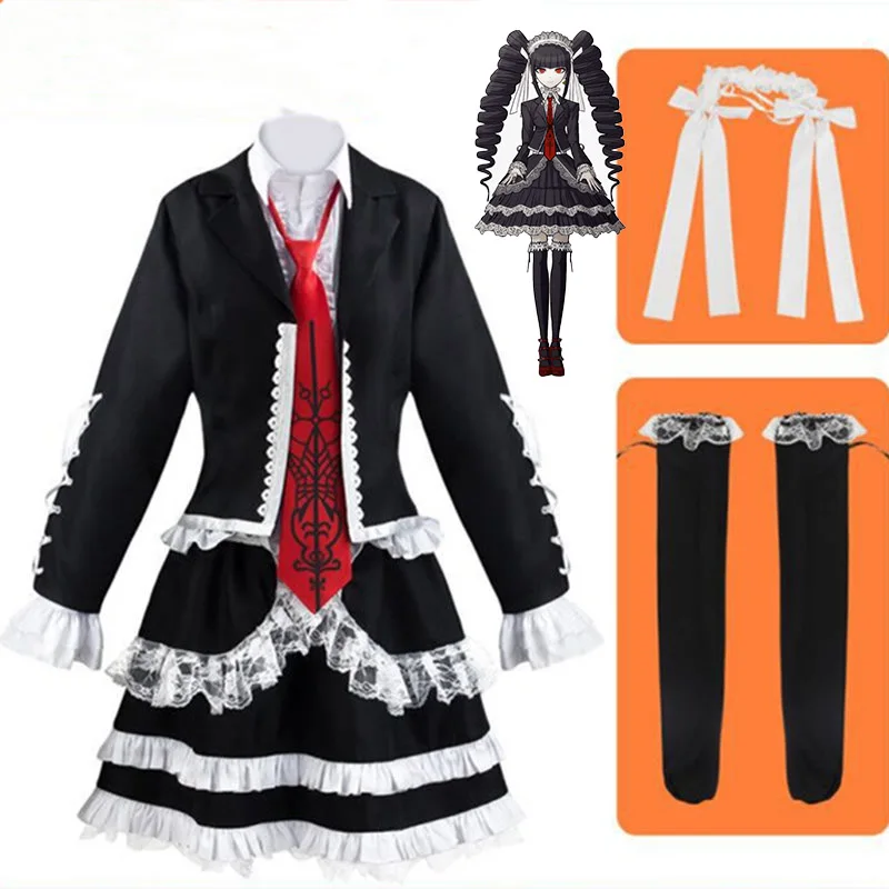 Anime Cosplay Costume For Danganronpa yasuhiro taeko Dress Wig Celestia Ludenberg Costume Woman Girl Suit Costume