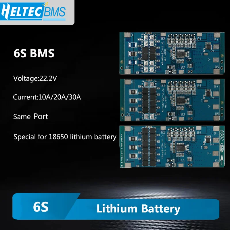 

6S 22.2V BMS 18650 Lithium Battery Protection Board With Balanced Fascia Gun 10A/20A/30A
