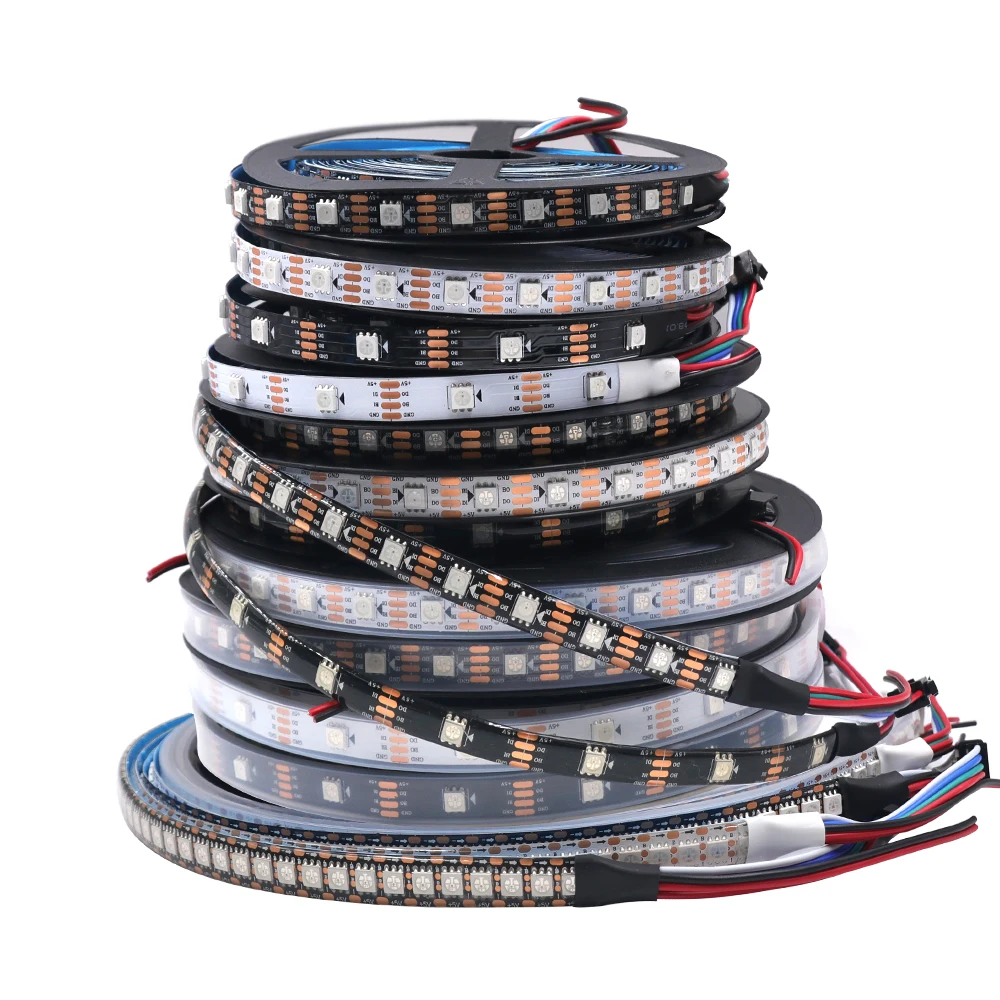 

DC 5V WS2812B Individually Addressable Smart Pixels RGB LED Strip 30 60 96 144 Led IP30 67 Flexible Ribbon Rope Magic Light