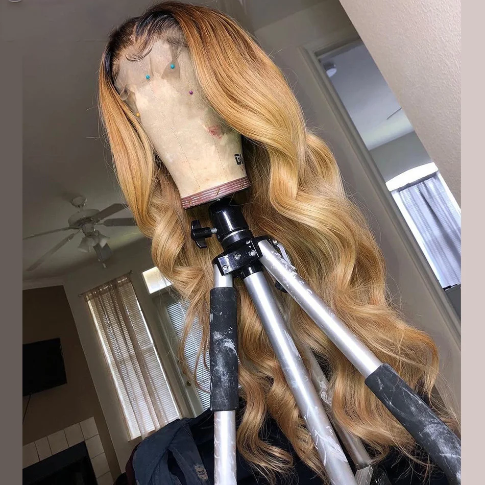 

26 Inch Long Ombre Ash Blonde Gray Body Wave 13*4 Lace Front Wig Pre Plucked Glueless European Human Hair Wig For Black Women