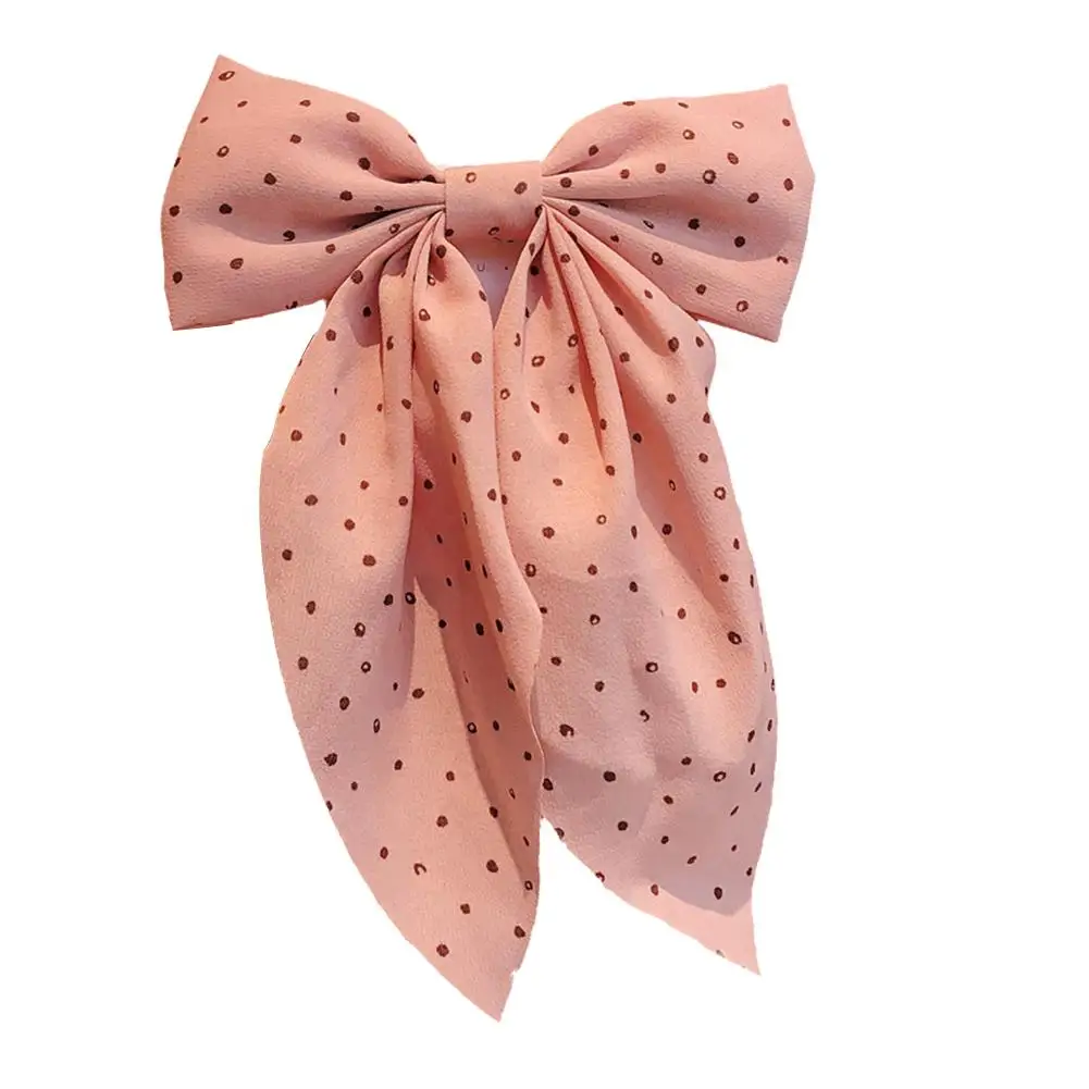 Новинка стильные волнистые заколки в горошек с большим бантом простые