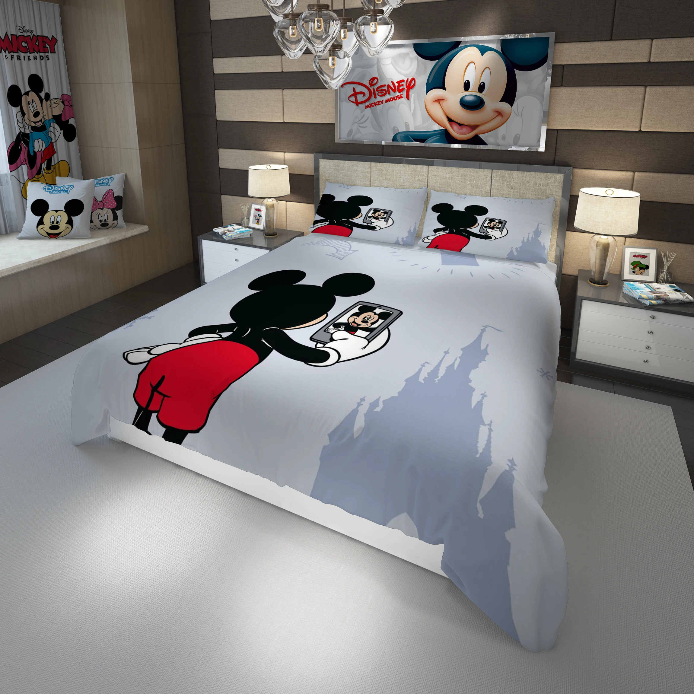 

Disney Mickey modern luxury bedding sets bedroom princess set twin bed sheets luxury pink sheet set queen size with cover Quilt
