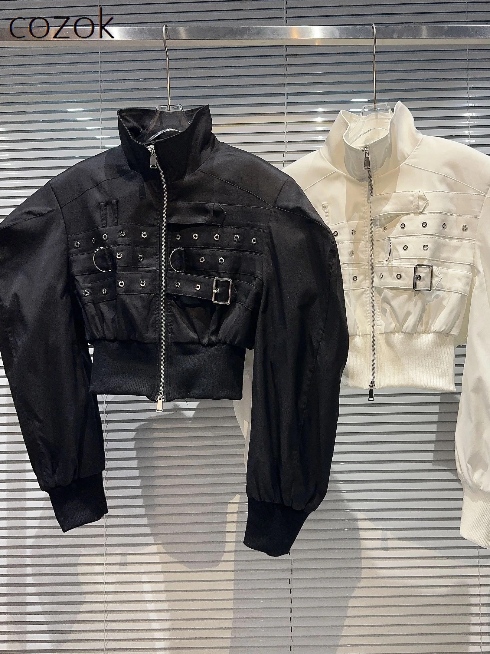 

Женская Осенняя короткая куртка с длинным рукавом и воротником-стойкой