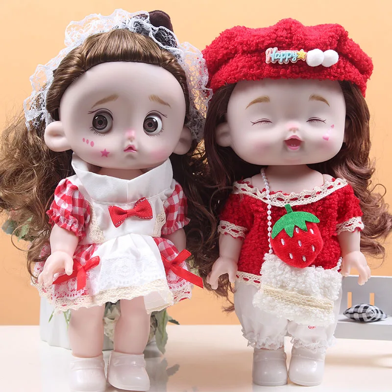 Фото 30 см милая кукла с круглым лицом и большим глазом 1/6 BJD Лолита, мультяшная кукла принцессы для девочек, игровой домик, сделай сам, нарядные игрушки, рождественские подарки №1