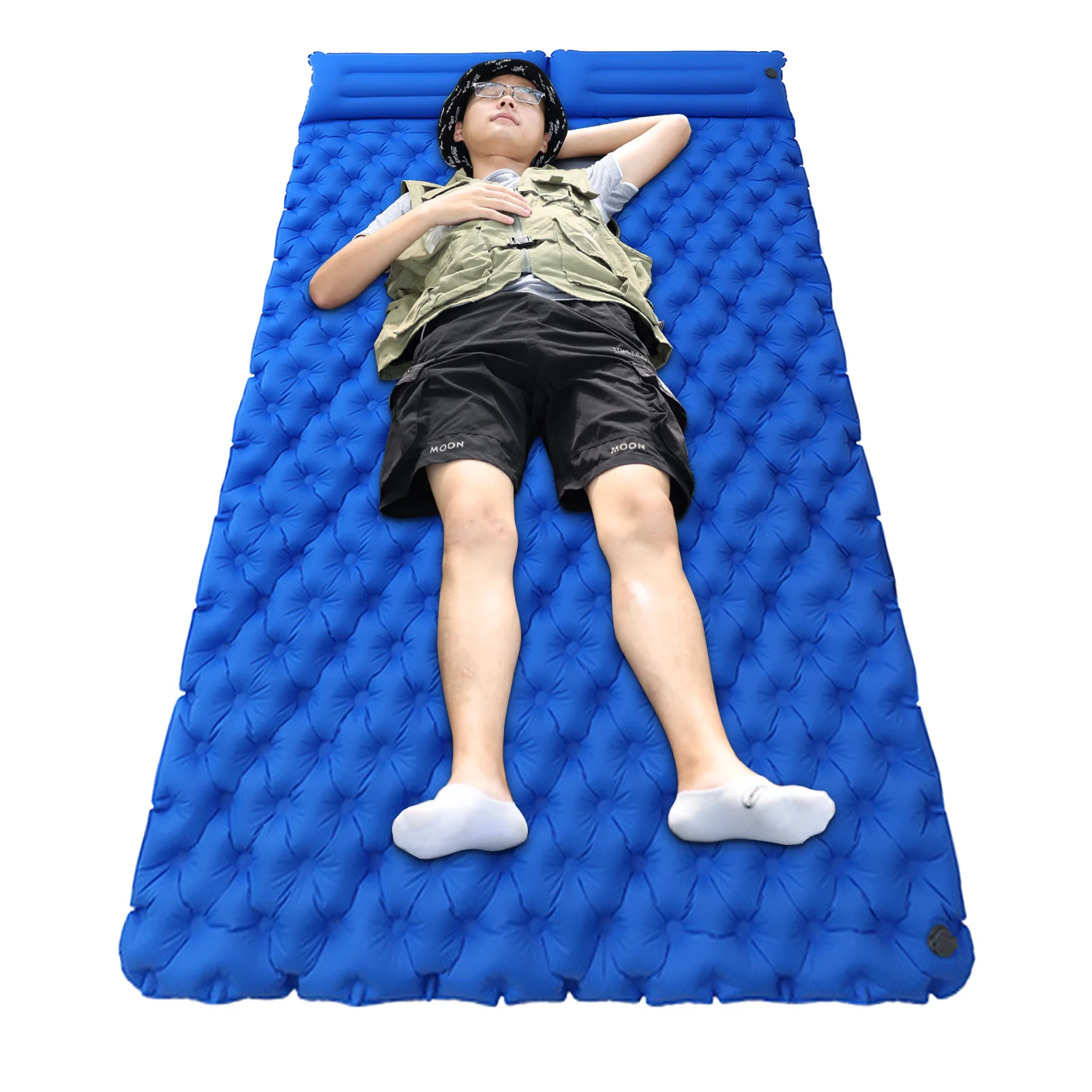 

Double Sleeping Pad For Camping Foot Press Camping Pad Foot Press Sleeping Mat Inflatable Pads With Pillow And Storage Bag For