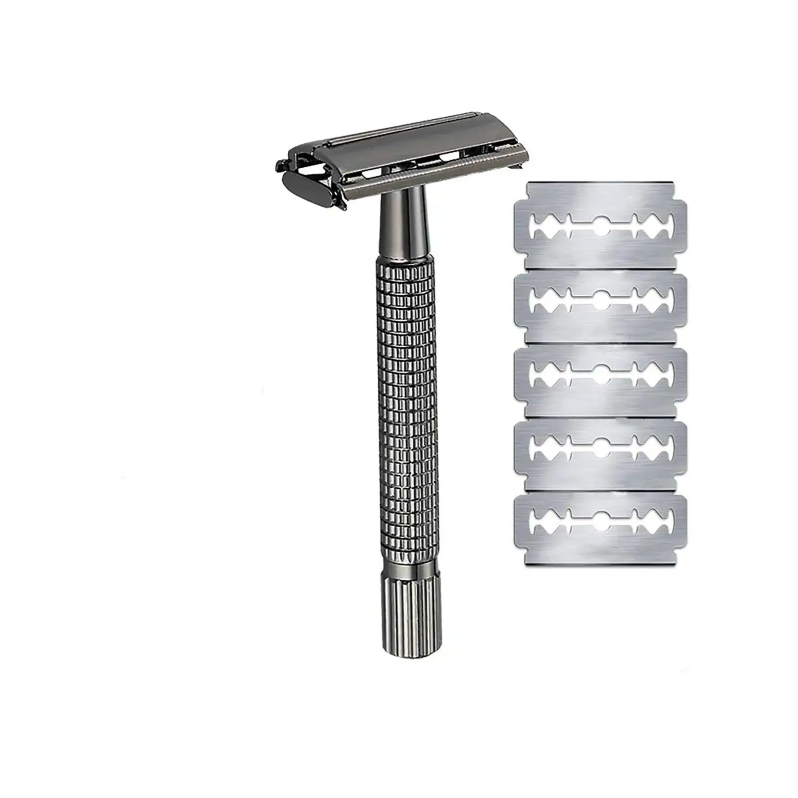 With 10 Premium Blades, Metal Classic Manual Single Blade Safety Razor ,  Safe Quick To Change Blade