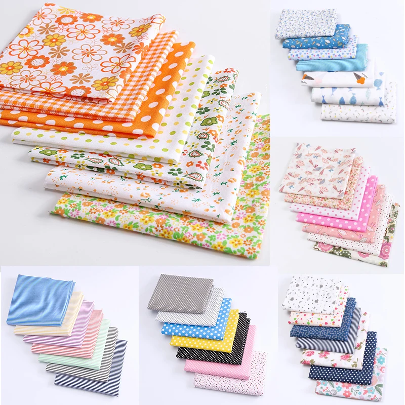 

7Pcs/set Cotton Printed Cloth Fabric Sewing Quilting Fabrics for Patchwork Needlework DIY Doll Cushion Handmade Material 25x24cm