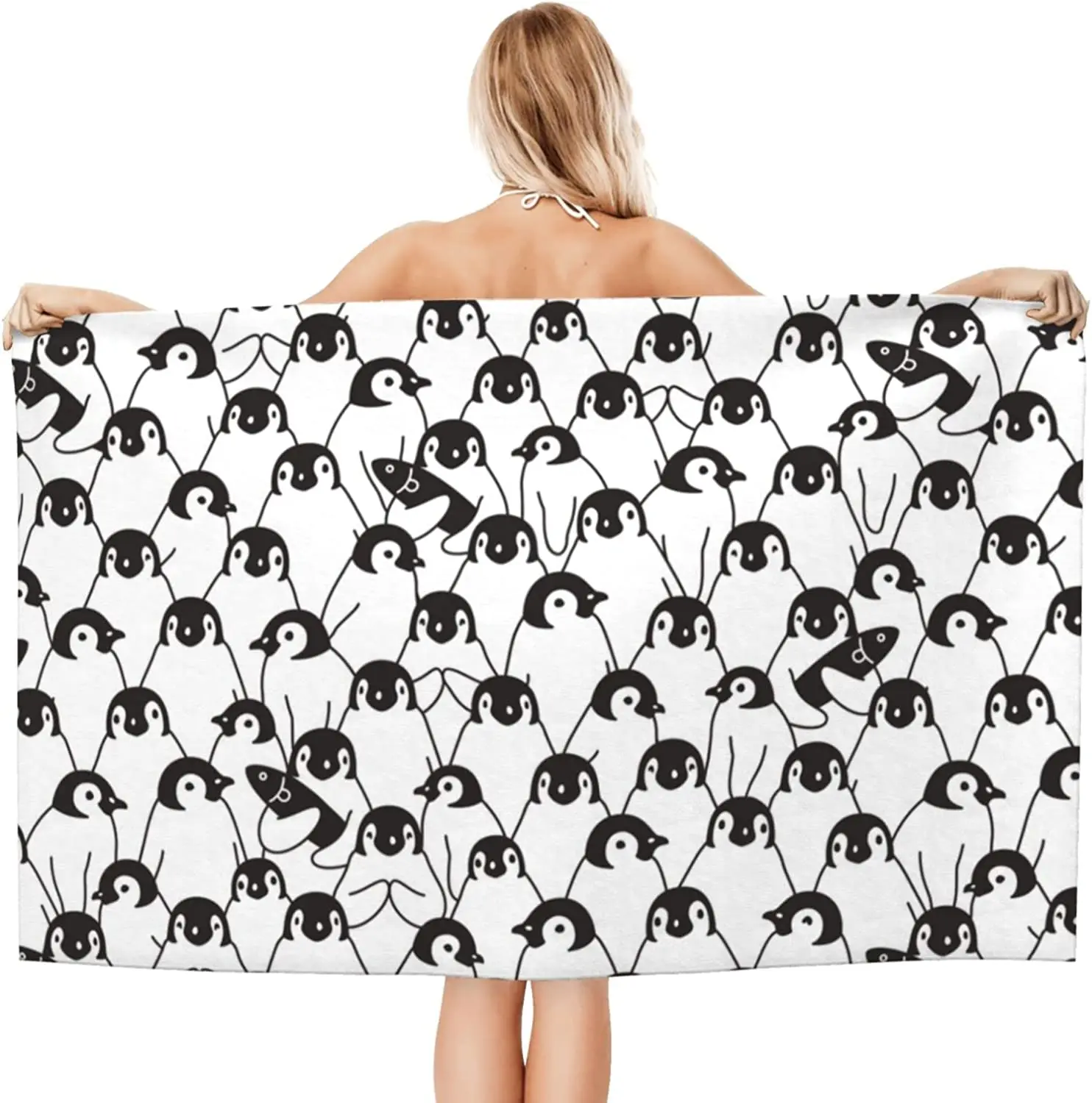 Funny Antarctic Penguins Animals Quick-dry Bath Pool Towels Sand Proof Highly Absorbent Beach