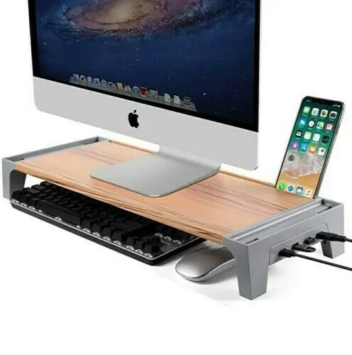 

Монитор, ноутбук, подставка для компьютера стояк серый и Березовое дерево Отделка 4 USB порта