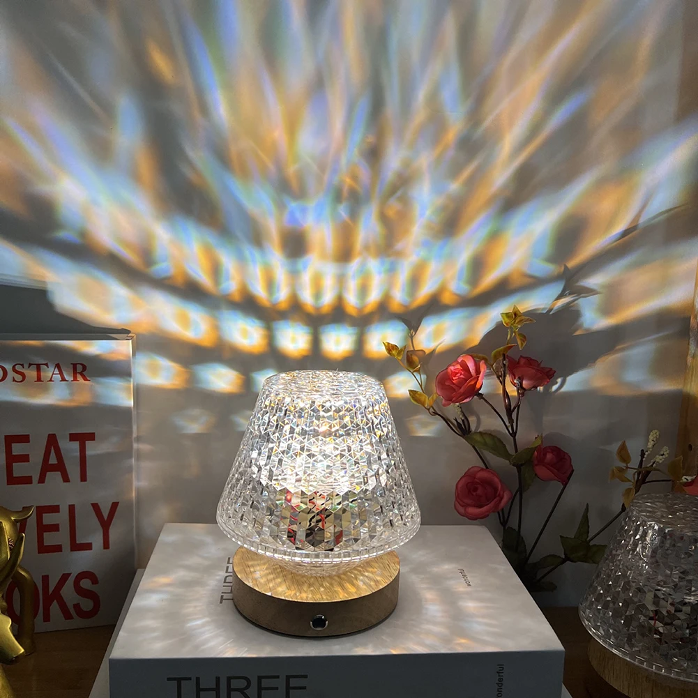 

Акриловая Хрустальная светодиодная прикроватная лампа, декоративные ночники с USB-зарядкой, 5 В, 1 А, портативное Сенсорное управление для украшения интерьера дома