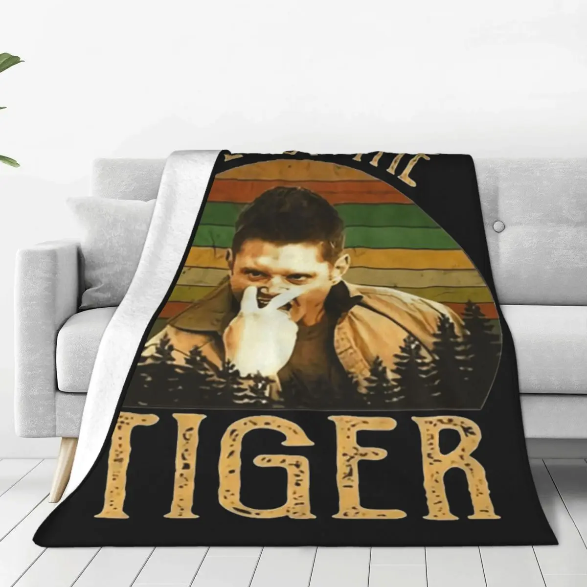 

Dean Winchester Supernatural Eye Of The Tiger Blankets Flannel Decoration Super Warm Throw Blanket for Sofa Car Bedspread