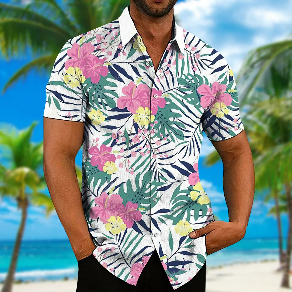 

Original Men'S Shirt Summer 2023 New Tops Short Sleeve 3d Printed Coconut Pattern Casual Vacation Comfortable Cool Lapel Shirt