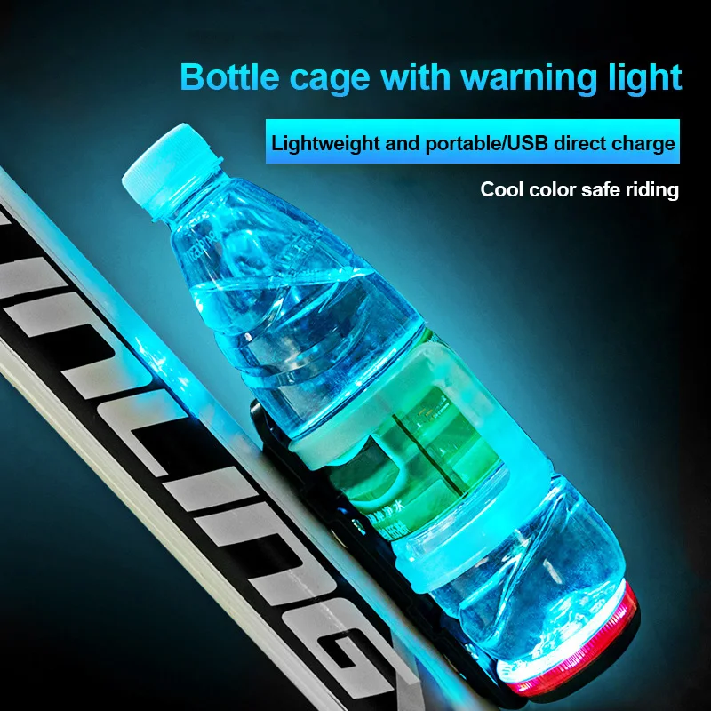 

Bicycle with warning light bottle holder USB charging MTB Mountain Road Bike Bottle Holder Ultra Light Bicycle Accessories