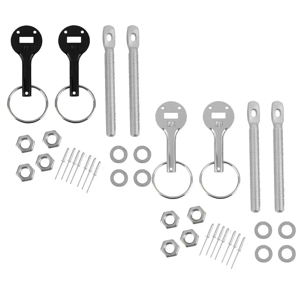 

2x New Racing Car Alloy Bonnet Hood Pin Lock Down Kit Set Universal