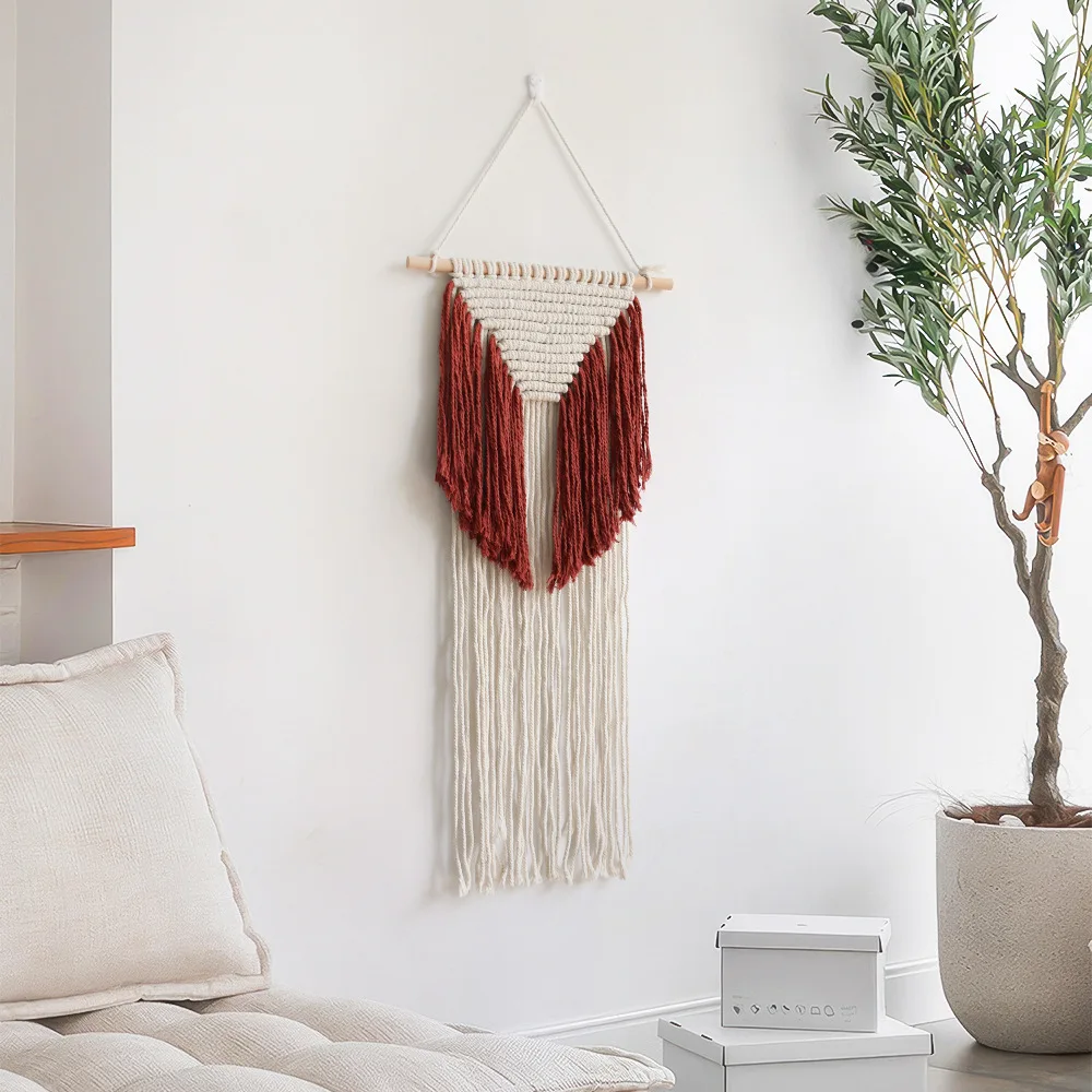 

Хлопковый богемный гобелен, настенный красный гобелен с кисточкой для дома, гостиной, фоновое настенное украшение для спальни Gift