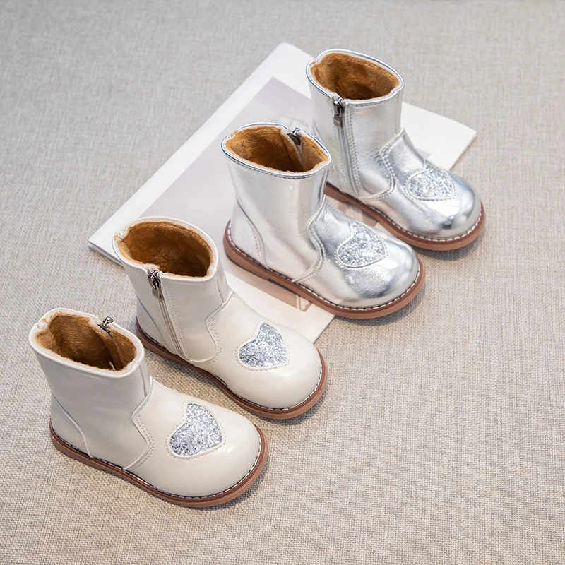 Осенне-зимние ботинки для маленьких девочек детская повседневная обувь