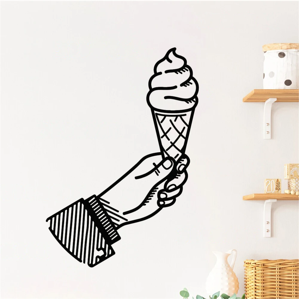 

Ice Cream Wall Stickers Vinyl Tasty Waffle Truck Dessert Shop Cafe Kitchen Home Decor Decals Fridge Window Wallpaper DW14192