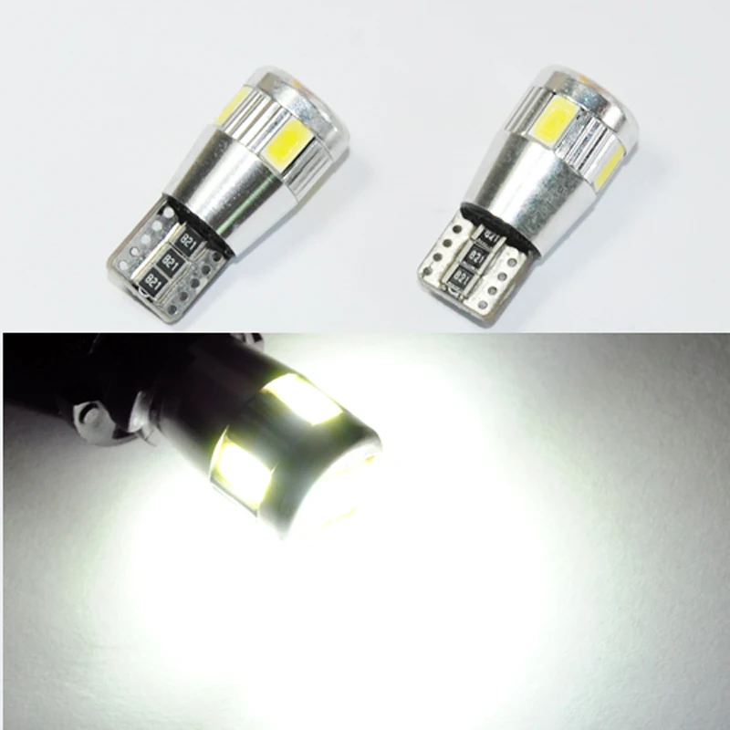 

White LED License Plate Light 6-SMD 5630 Bulbs 168 194 2825 T10 wedge W5W W5WB