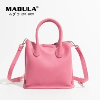 mabula small tote shopper handbag for women pink female leather square crossbody bag casual satchel purse with clutch wallet
