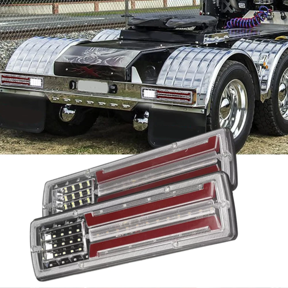 2 шт. 24 В красный + белый поворотный янтарный струящийся фонарь 30 см задний