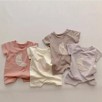 2022 summer new baby short sleeve romper cute moon patch infant boy jumpsuit cotton toddler clothes fashion baby girl onesie