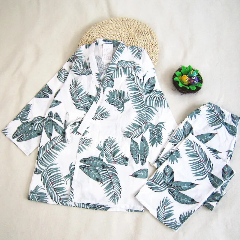 Spring and Autumn Japanese-style Pajamas for Women Long-sleeved Trousers Sleepwear Women's Thin Suit Leisure and Soft Housewear