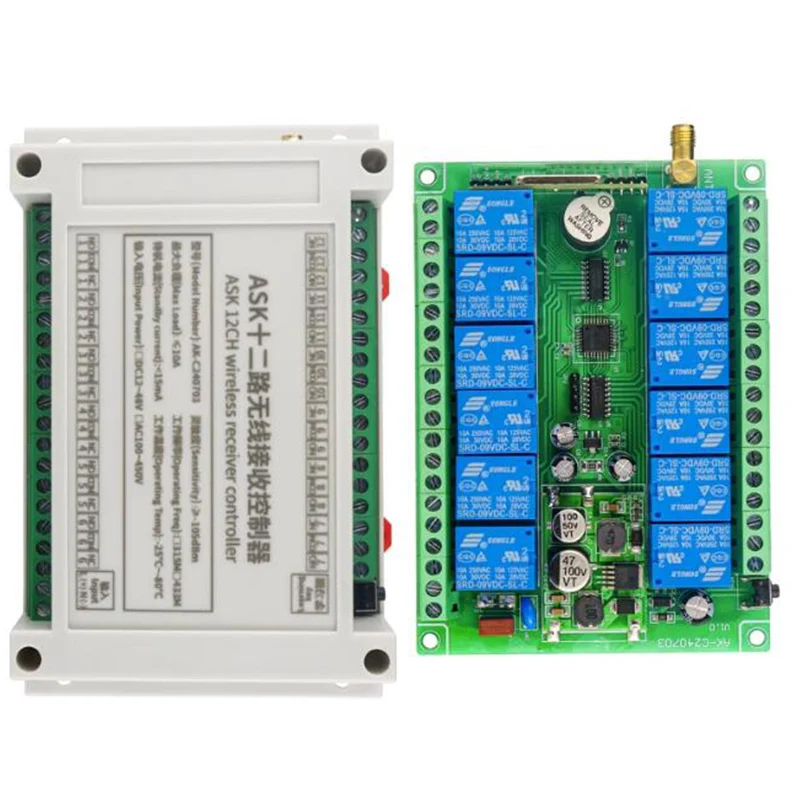 433MHZ 1000m Industrial DC 12V 24V 36V 48V 12CH RF Wireless Remote Control lighting switch Industrial/farm Smart Home power