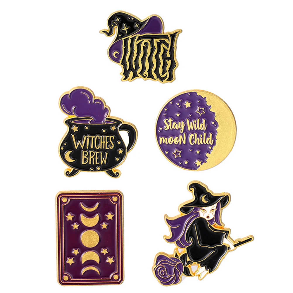 

5pcs Cartoon Brooch Collar Lapel Brooch Hat Badge Pin Witches Backpack Badge