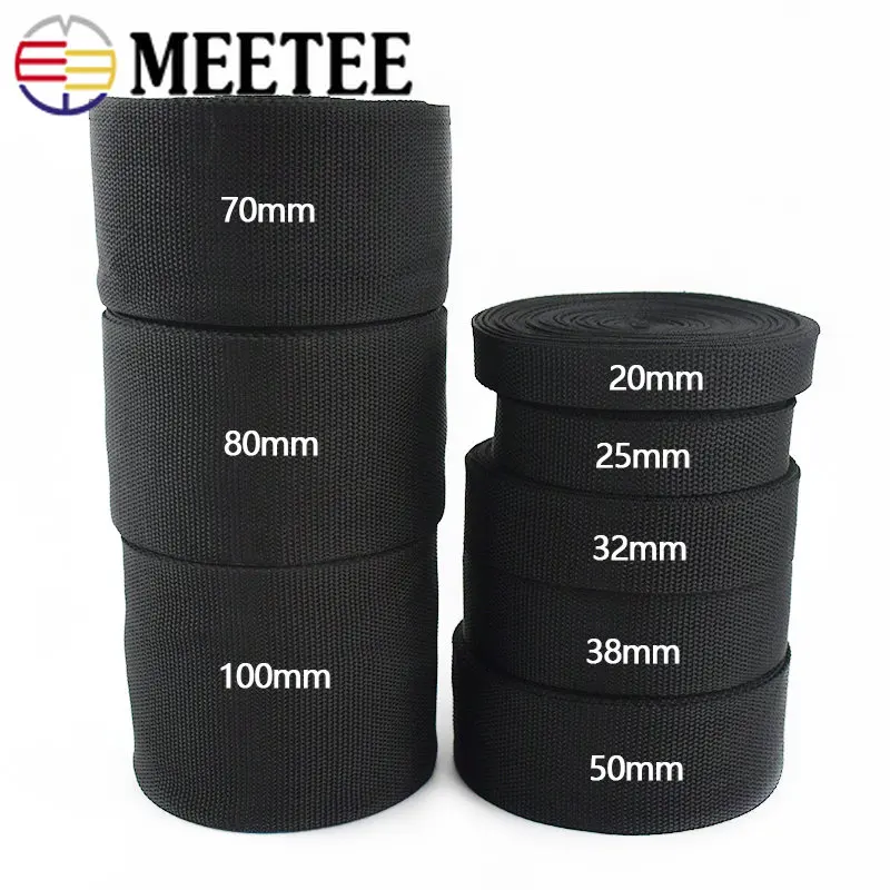 

10Meters 2-10cm Black Thick Polyester Webbing Tape Backpack Strap Bag Ribbon Safety Belt DIY Garment Sewing Material Accessories