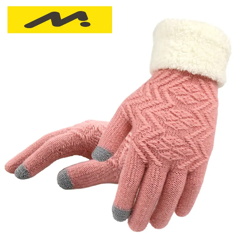 

Women Knitted Gloves Touch Screen Female Thicken Mittens Winter Warm Gloves Ladies Full Finger Soft Stretch Knit Mittens Guantes