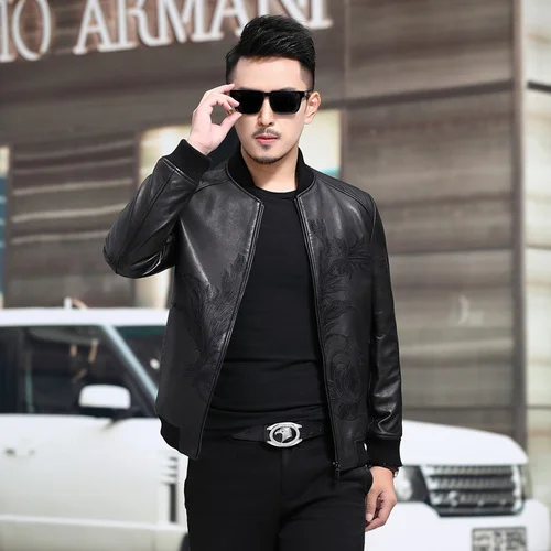 

Мужская куртка из натуральной овечьей кожи, черная куртка из натуральной кожи, Gmm347, осень 2023