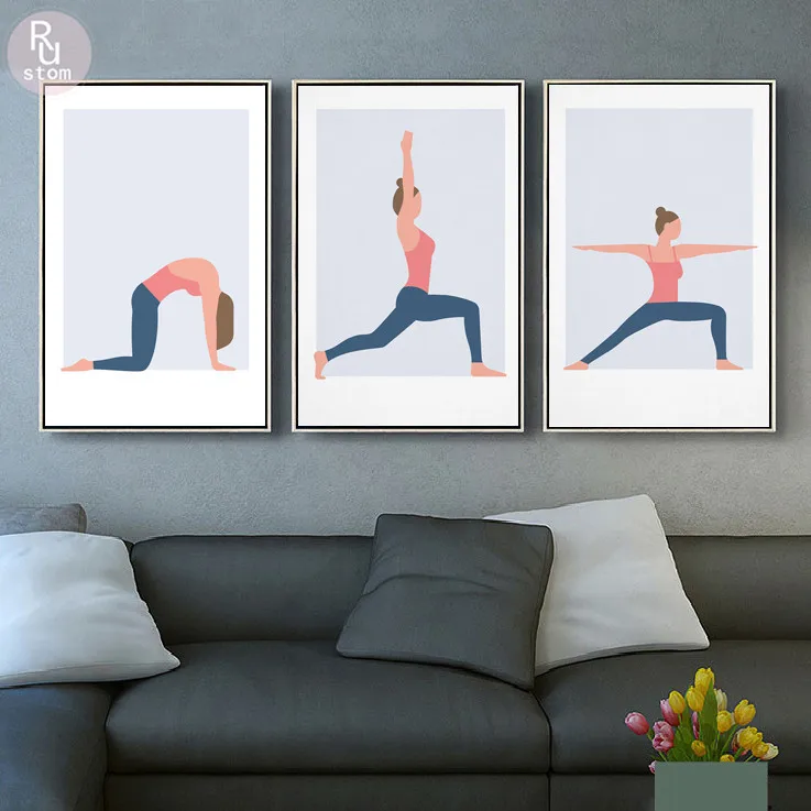 

Modern Minimalist Girl Fitness Yoga Canvas Prints Gift Art Painting Wall Picture Girl Fitness Poster Room Decor