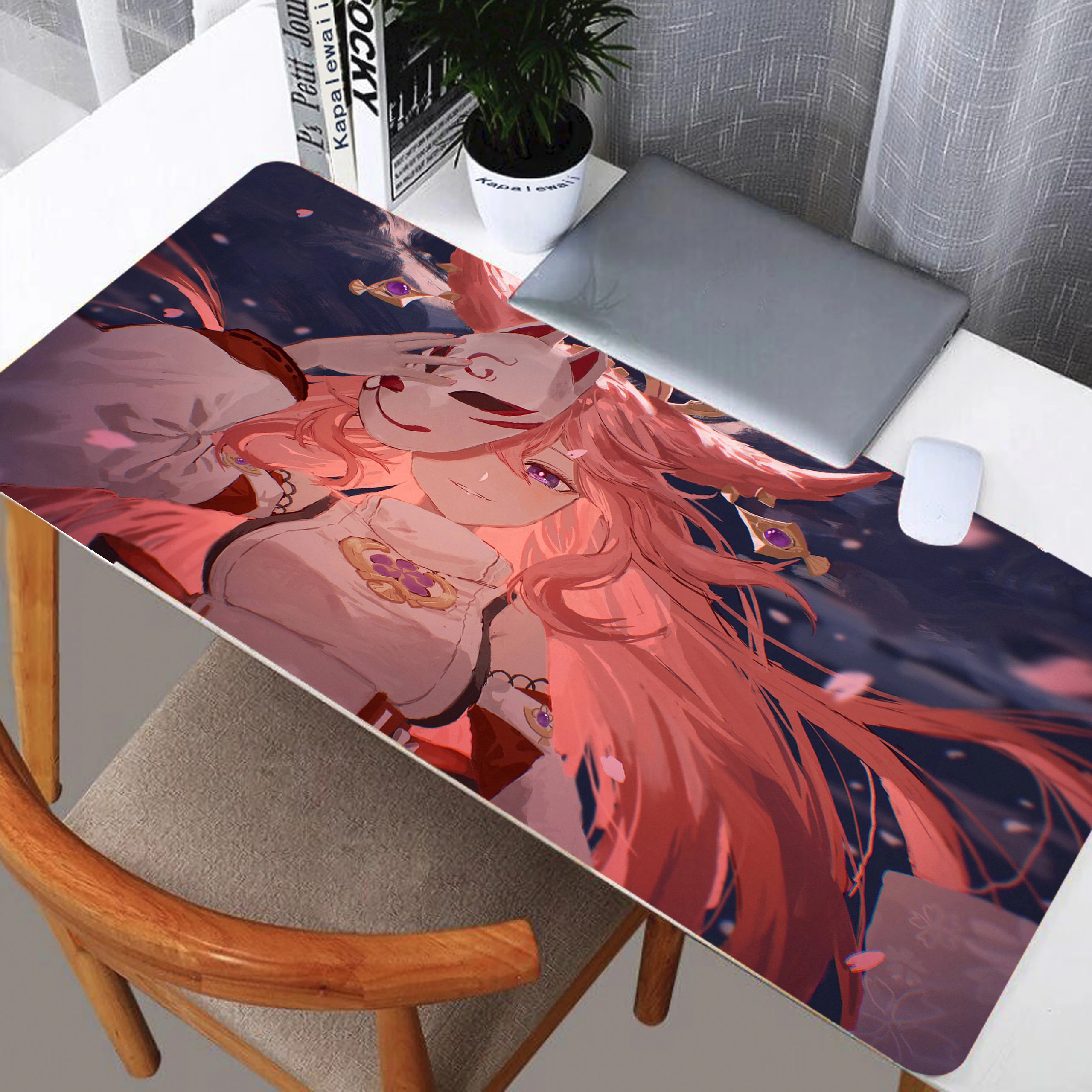 

Anime Mouse Pad 900x400mm Genshin Impact Yae Miko Large Computer Mousepad Gaming Cartoon XXL Pad to Mouse Keyboard Desk Mice Mat