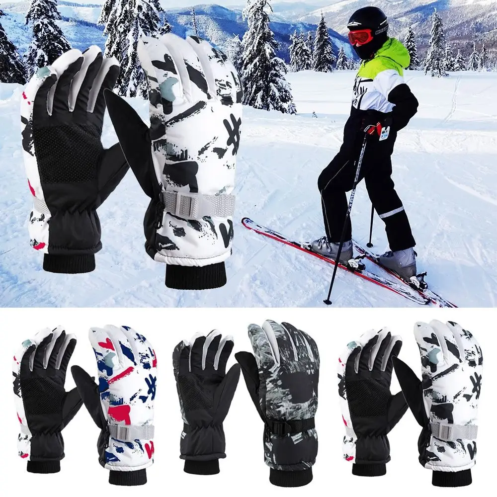 

Утолщенные теплые зимние Непродуваемые водонепроницаемые варежки с длинным рукавом Детские лыжные перчатки для сноуборда и катания на открытом воздухе
