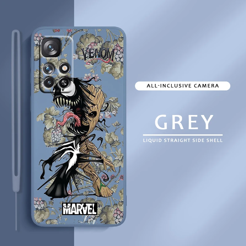 

Marvel Groot Cute For Redmi K60 K50 K40 K30 K20 10C X 9C T AT A 8A 7A Gaming Pro Plus Liquid Rope Silicone Phone Case